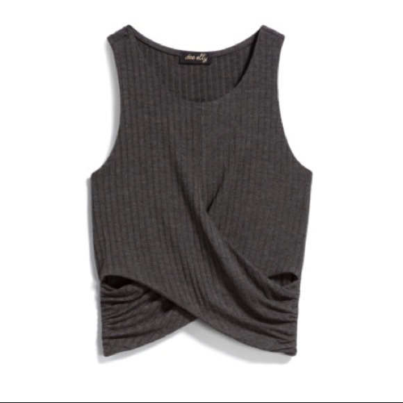 Dee Elly Tops - Grey Ribbed Crop Top Like New